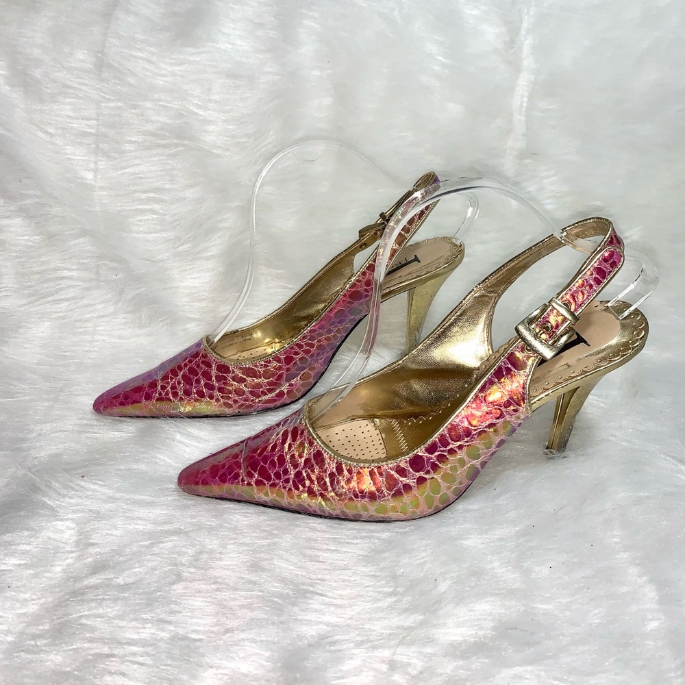 J.Renee’ Hot Pink and Gold iridescent heels
